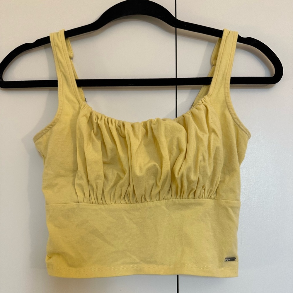 Cute yellow summer ruched top